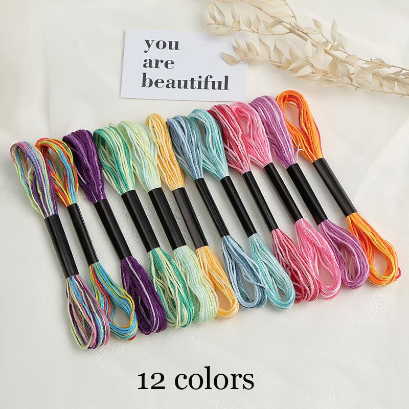 100 Pcs Floss Random Color Cross Stitch Embroidery Thread Rainbow Color Handmade Embroidery Thread for DIY Sewing