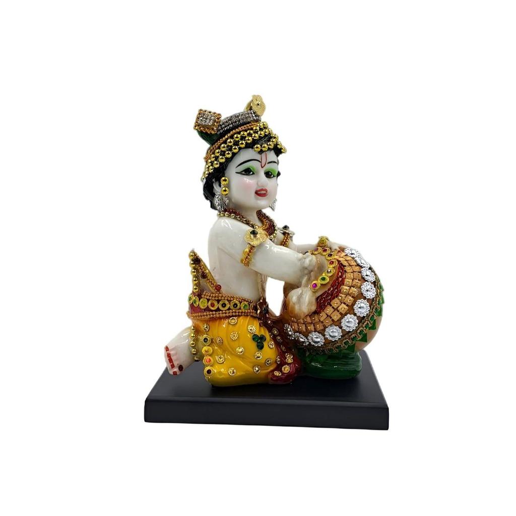 Baby Krishna Bal with Rakhi Pair Kishan Bal Gopal Maakhan Chor Makhan Chor Murti Idol Statue Sculpture