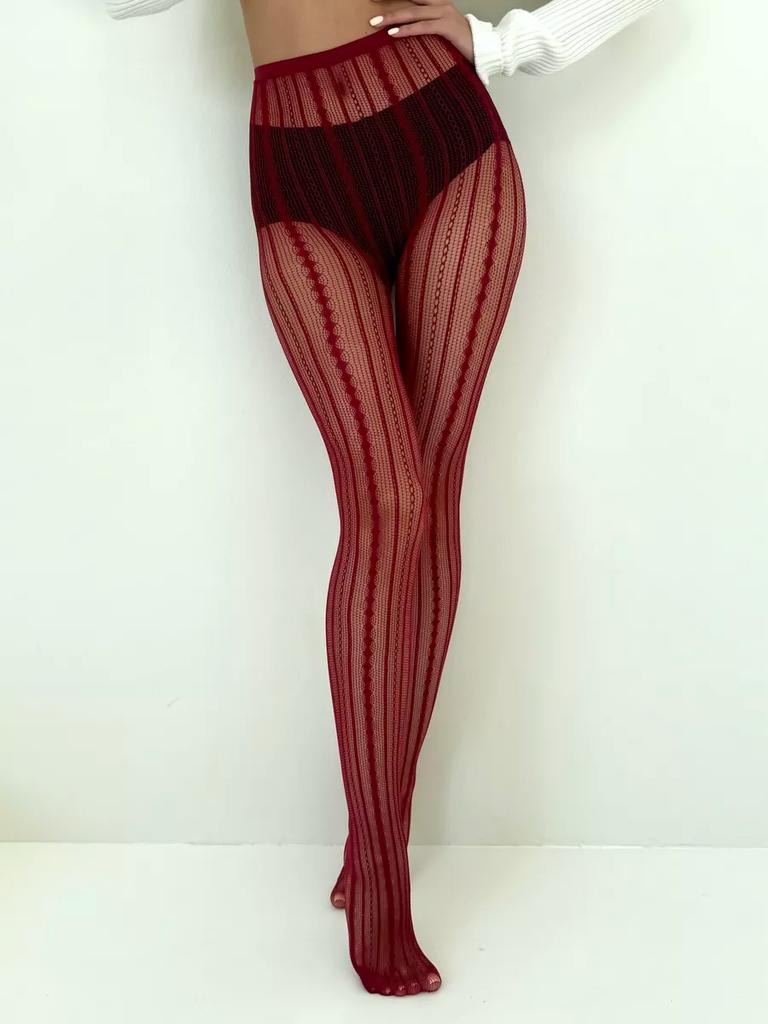 Striped Lace Patterned Fishnet Tights for Women 2025 Summer Fishnets Leggings Lace Sexy Hollow Out See Through Tights Pantyhose