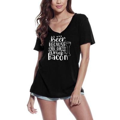 Damen T-Shirt Bier Weil man Speck nicht trinken kann - Lustiges Kurzarm T-Shirt