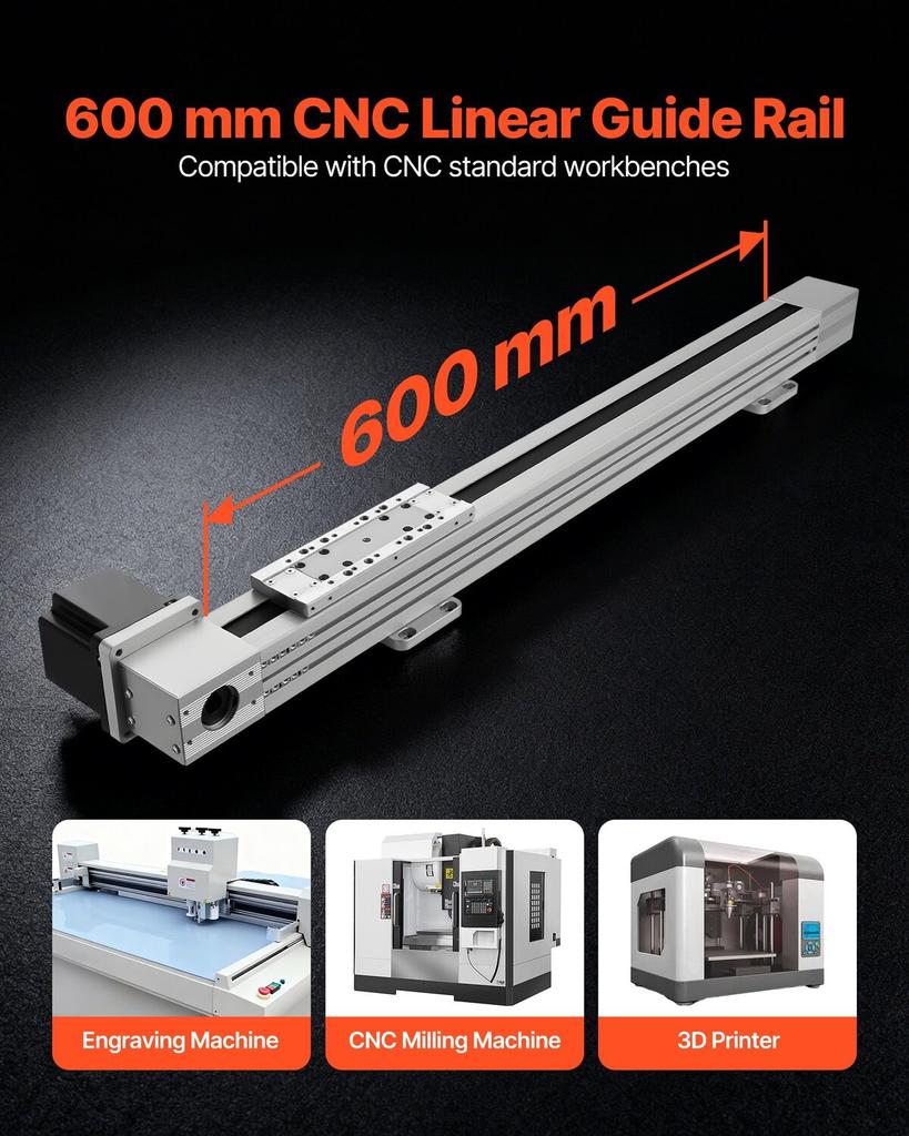 Linear Guide Rail, Belt Drive, CNC Linear Motion Stage Actuator, with Nema34 Stepper Motor, 600 mm Stroke Work Size, High Speed Motorized, for