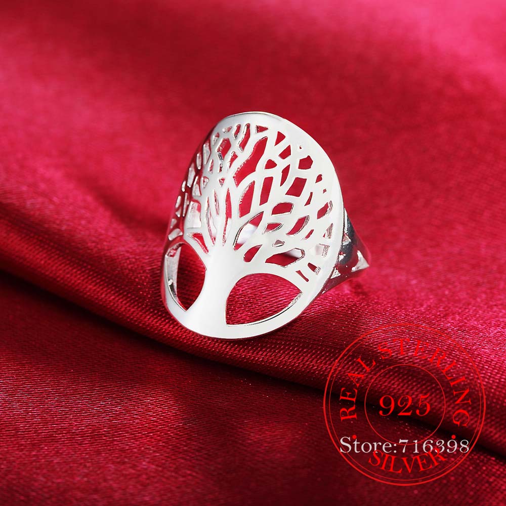 

100% 925 Sterling Silver Ring Tree of Life Rings for Women Classic Accessories Anillos Fine Jewelry New Mother s Day Mom Gifts 9