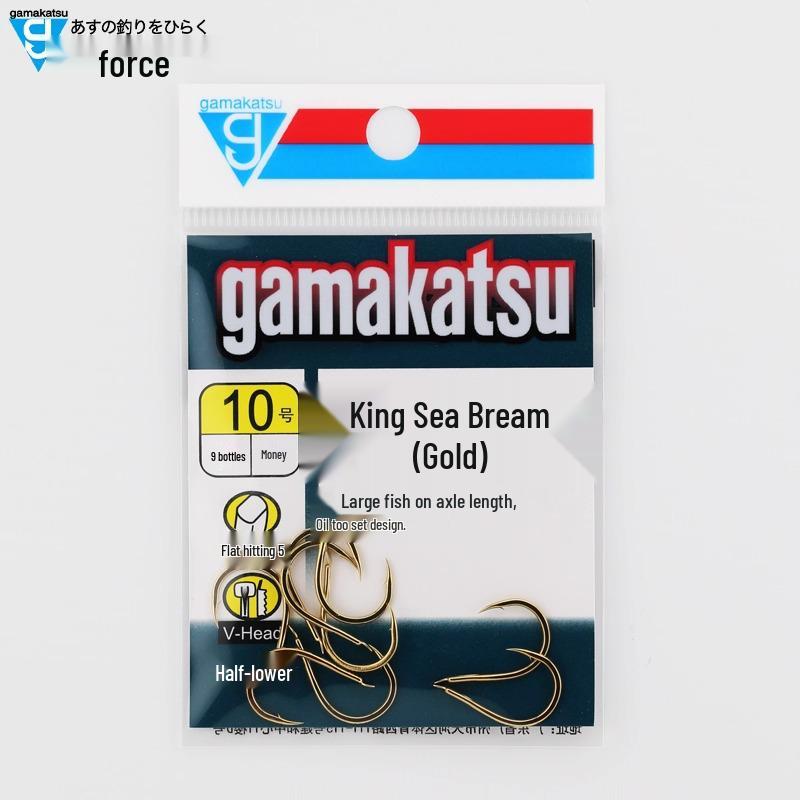 Крючок Gamma Kaz King Gold C1MT0 для морского леща, импортный, с длинным цевьем, 66358, с бородкой, для ловли крупной рыбы, соревновательный