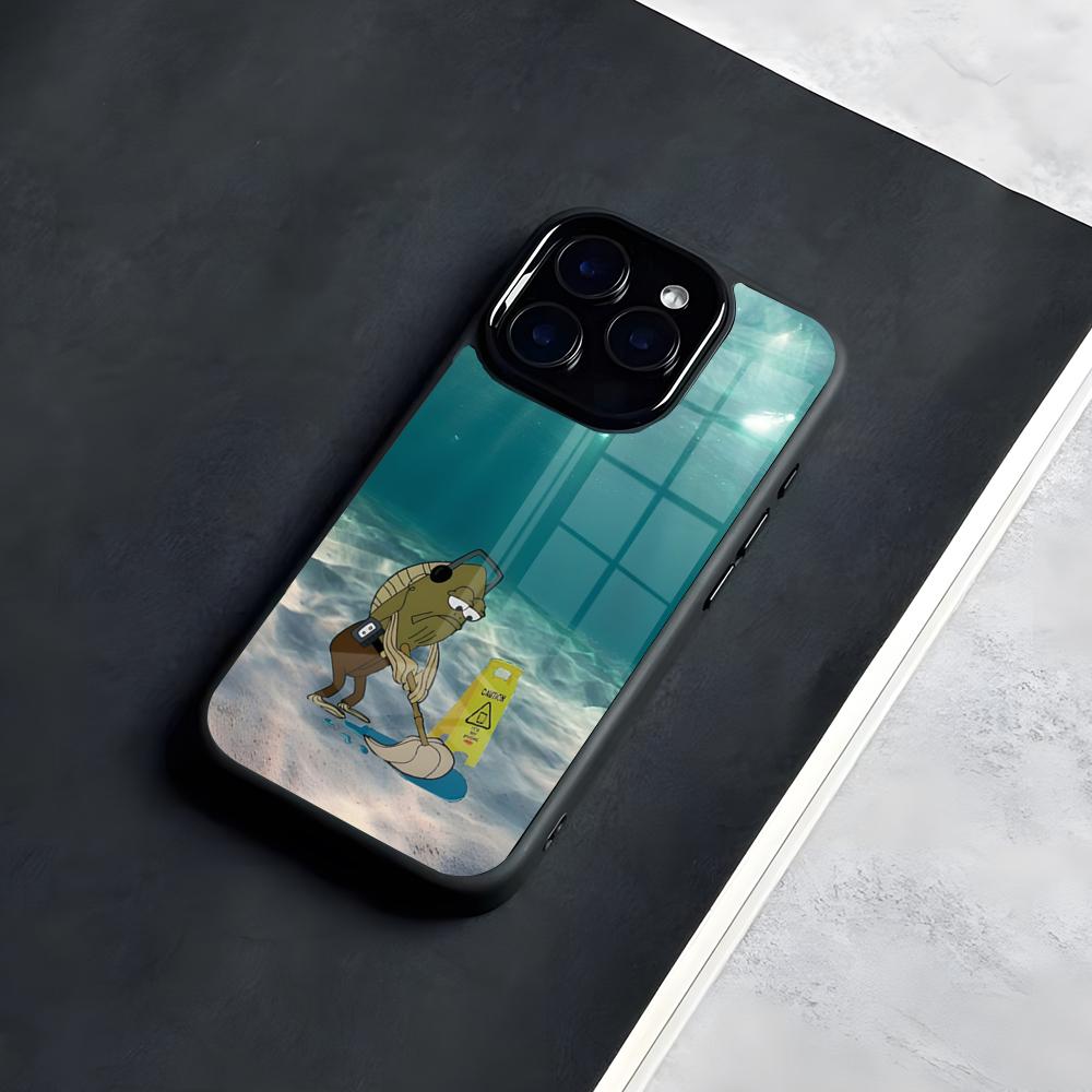 Kind SpongeBob Square Phone Case For IPhone 17 Pro Max 16 15 14 13 11 Pro Max Plus Glass Phone Case