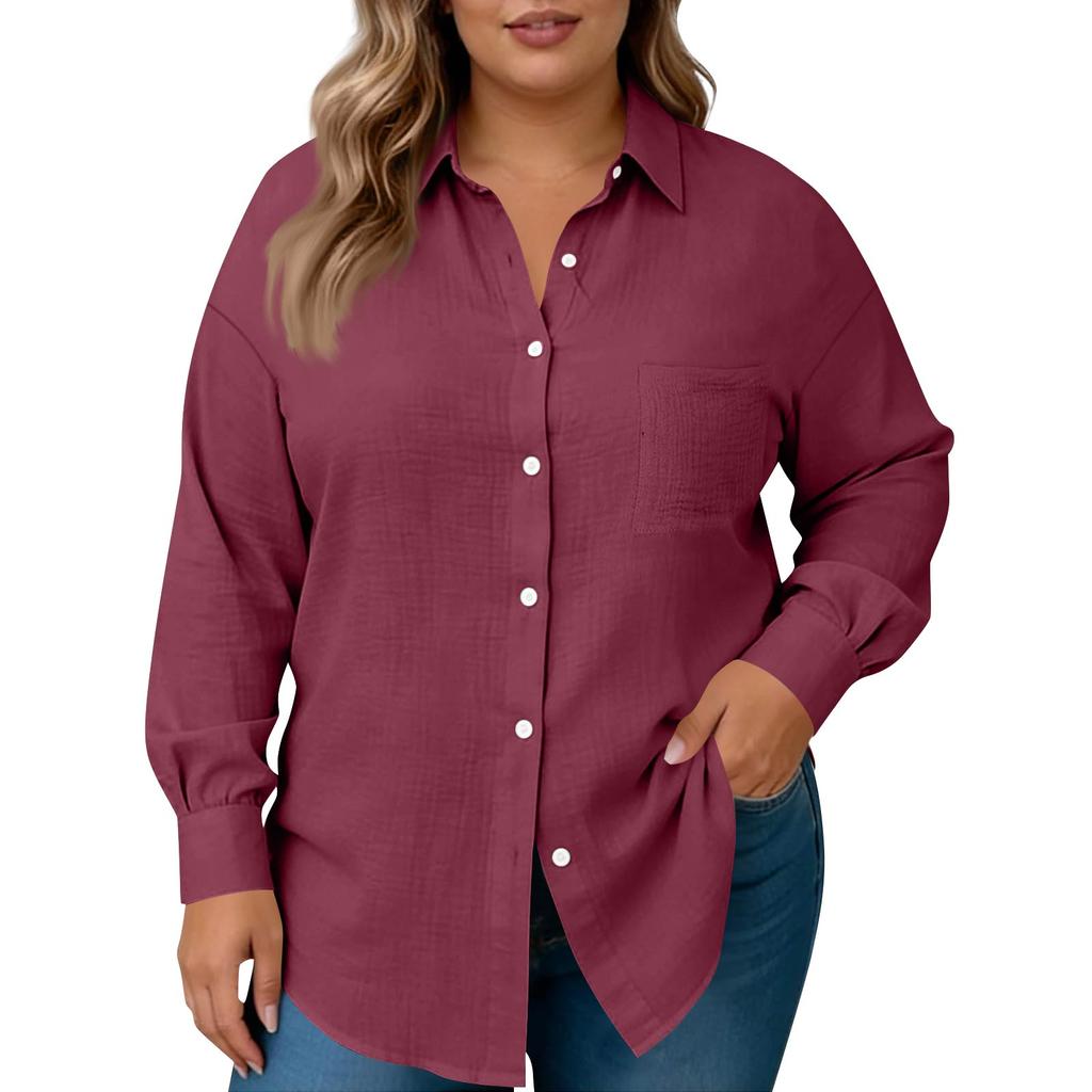 Damesmode Casual Kleur Knoopsluiting Lange Mouwen Shirt Top