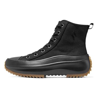 Série Vida Confortável Versátil Durável Respirável Cano Alto Casual Sapatos Tênis Feminino Preto 177470-BBK