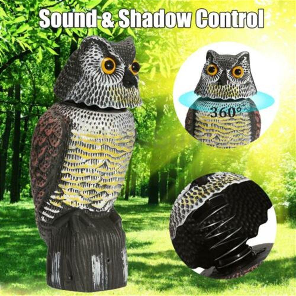 Plastic Nighthawk Sculpture Birds Repellent With Rotating Head Pest Control Fake Owl Decoy Outdoor Bird Deterrent