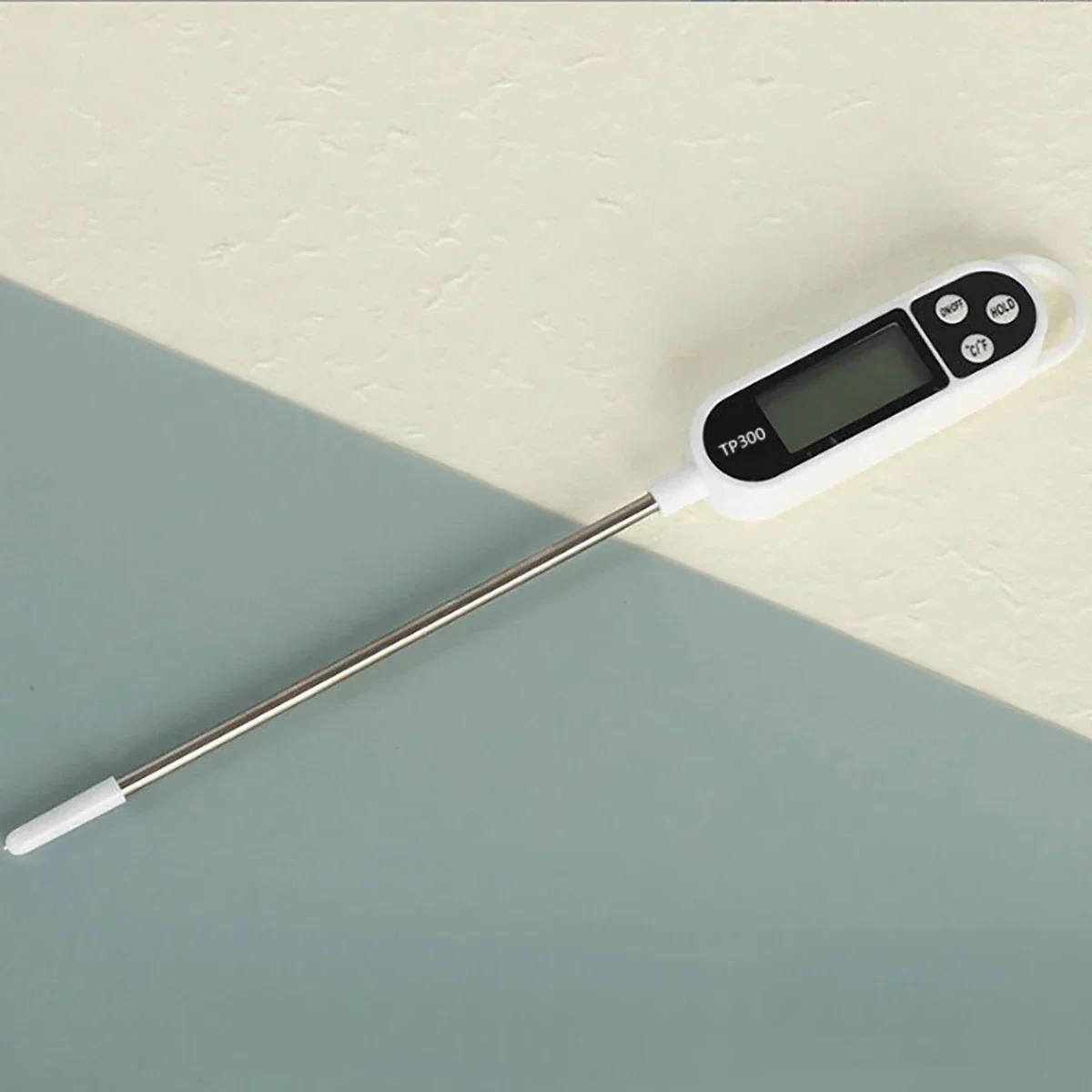 

1PC stainless steel probe type household food thermometer milk temperature cooking food thermometer,needs a LR44 button cell