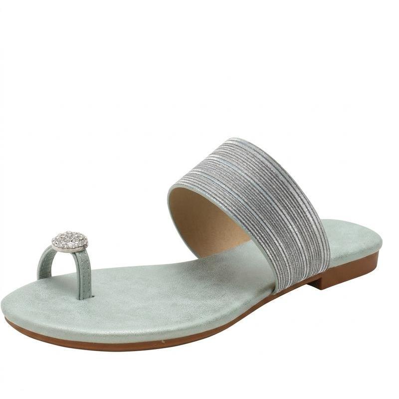 Women s Sandals, Flat, Bijou Thong Sandals, Lines, Sparkling Beach, Thumb Strap, Flat Shoes, Easy to Walk