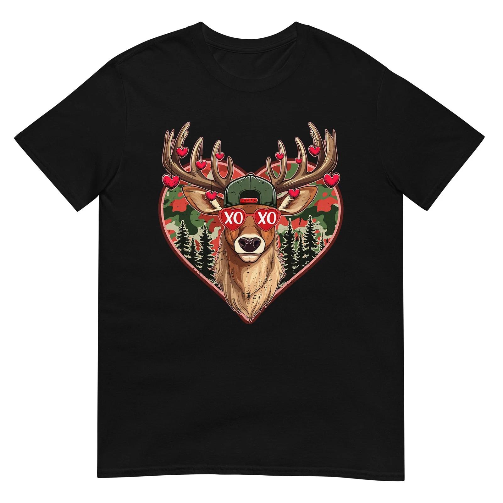 XOXO Valentine Buck Camo Deer Retro Hunting Valentines Day T-Shirt S