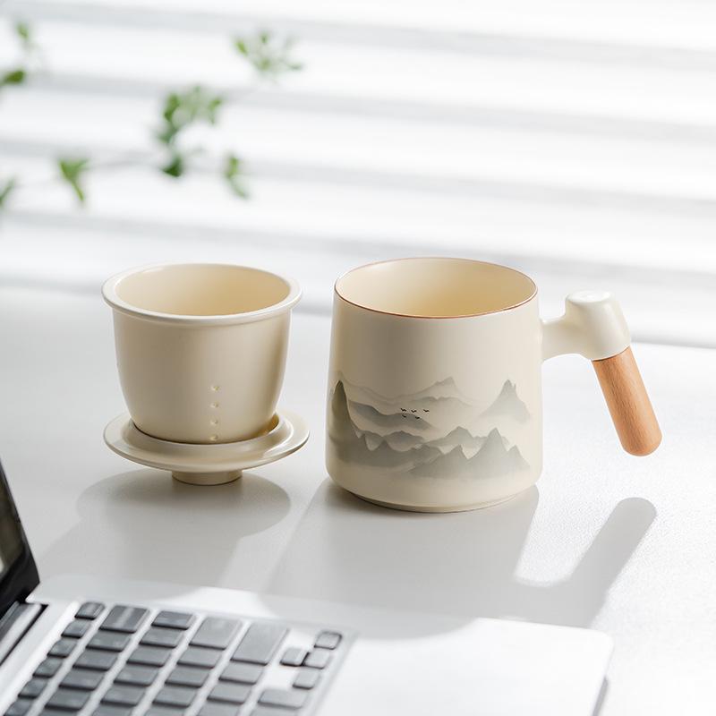 Thousand Li of Mountains and Rivers Ceramic Office Mug - Cultural and Creative Gift for Clients