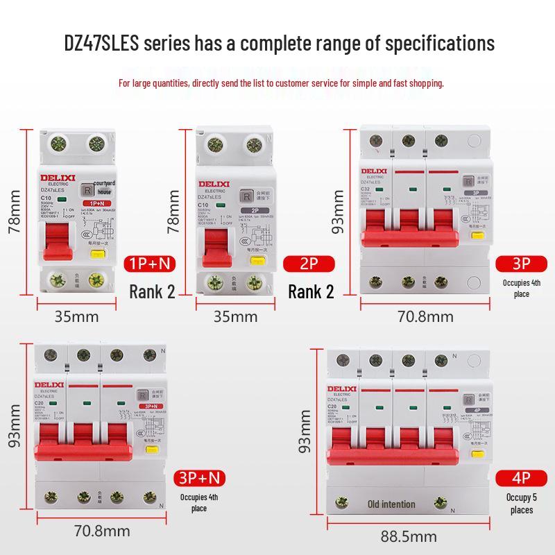 

Delixi DZ47SLEs Residual Current Circuit Breaker 2P/3P, 40A/63A/32A Household Mini Circuit Breaker. 1P+N/16A