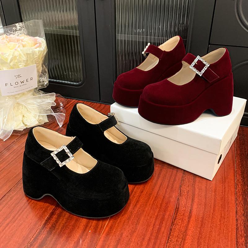 Fashion 10.5CM Spring Wedge Bling Sandals Women Platform Shoes Belt High Heels Gladiator Chunky Heeled Summer Wedges Zapatos De Mujer