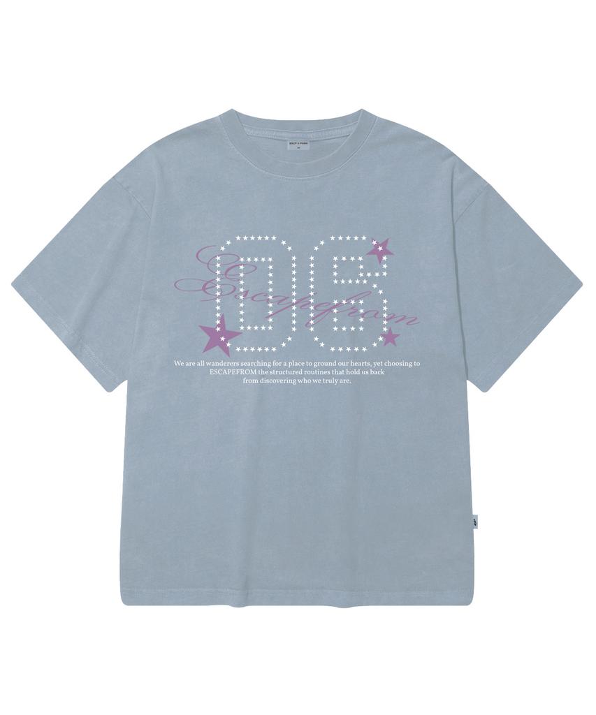ESCAPEFROM Starline 06 Print Oversized Pigment Short Sleeve T-Shirt Violet