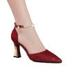 Fashion Sweet Pointed Toe Women's High Heels Heeled Sandals Luxury String Beads Womens Shoes Women's Wedding Party Evening Pumps