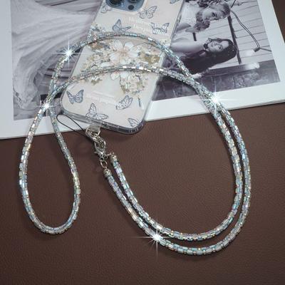 Bling Bling Rhinestone Phone Lanyard Bright Phone Case Chain Straps  Phone Accessories