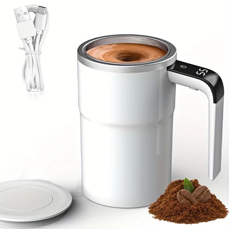 Xiaomi Taza Mezcladora Automática Eléctrica para Café de 380ML, Taza Mezcladora de Café Impermeable IP67, Carga USB, Pantalla Digital, Taza Magnética Automática