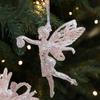Glitter Christmas Tree Pendant Slightly Sticky Plastic Artificial Christmas Decoration Cartoon Candy Butterfly
