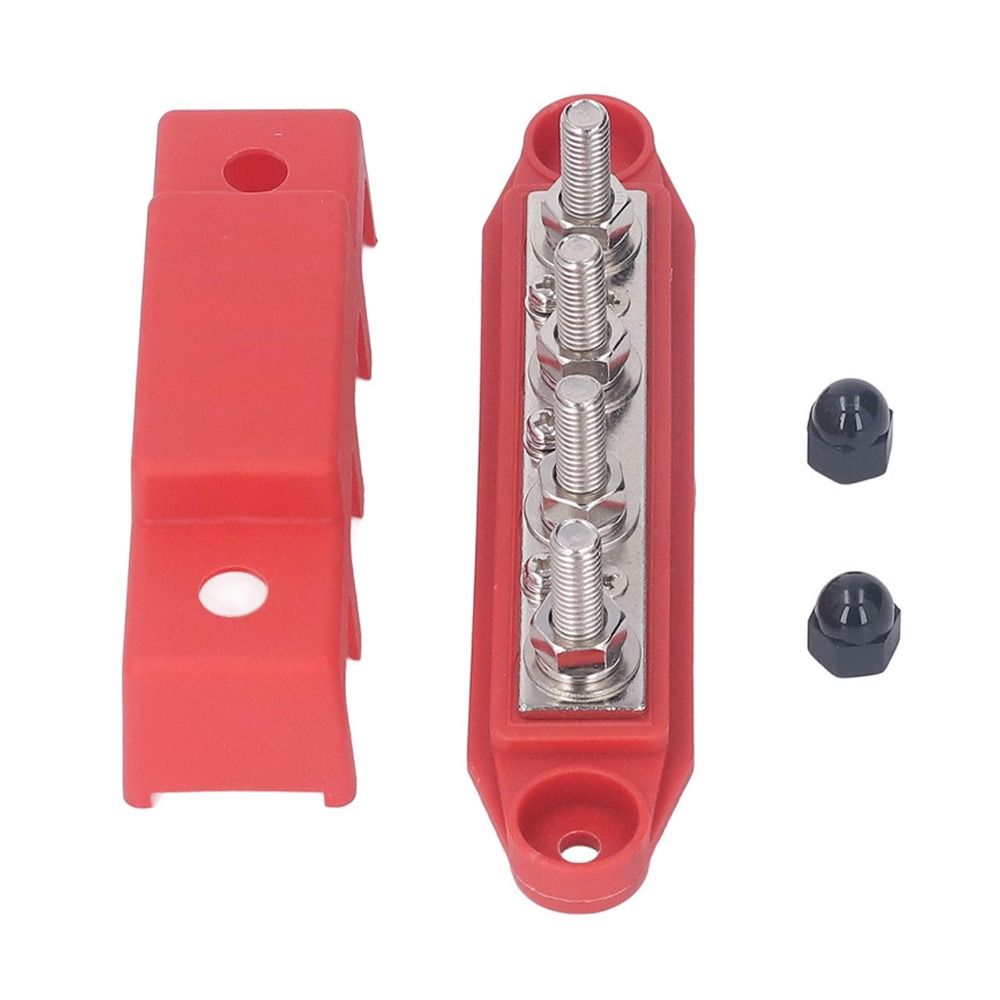 2Pcs 4 Terminal Bus Bar 48V Copper Stud Power Distribution Block  Gather Wiring Harnesses
