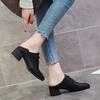 Coarse heel British style small leather shoes autumn new square head retro college style student lace-up medium heel single shoes
