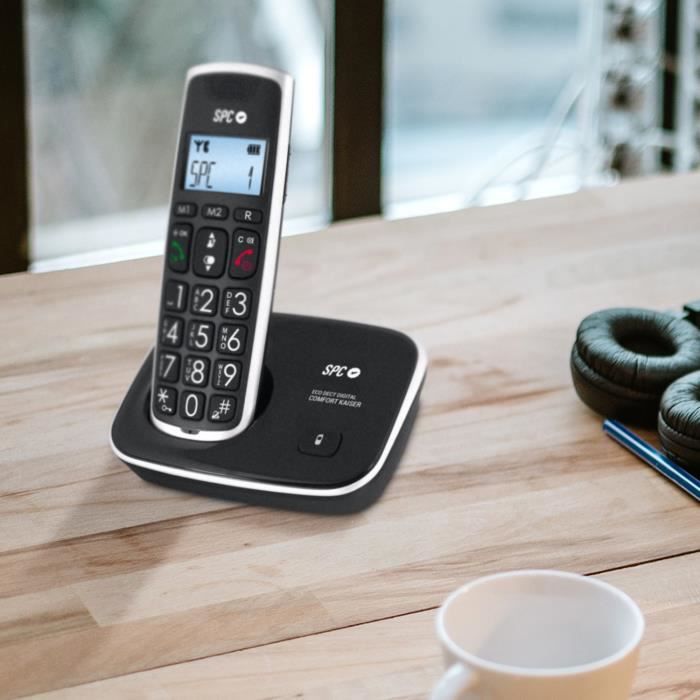 Téléphone Fixe sans Fil Senior SPC Comfort Kaiser - Touches et Chiffres XL, Son Extra-amplifié, Répertoire
