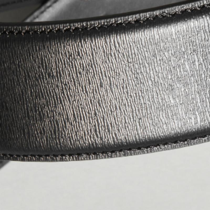 Daks Black Buckle Dd Logo Embossed Calfskin Belt Dbbe4f045bk