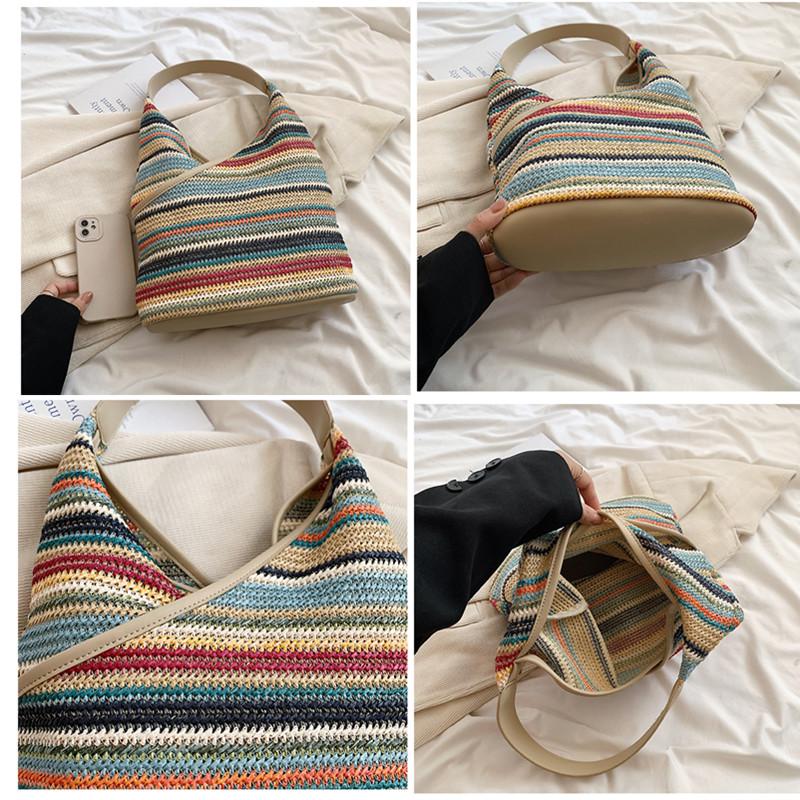 Модные летние соломенные пляжные сумки-корзины для женщин — фото 6