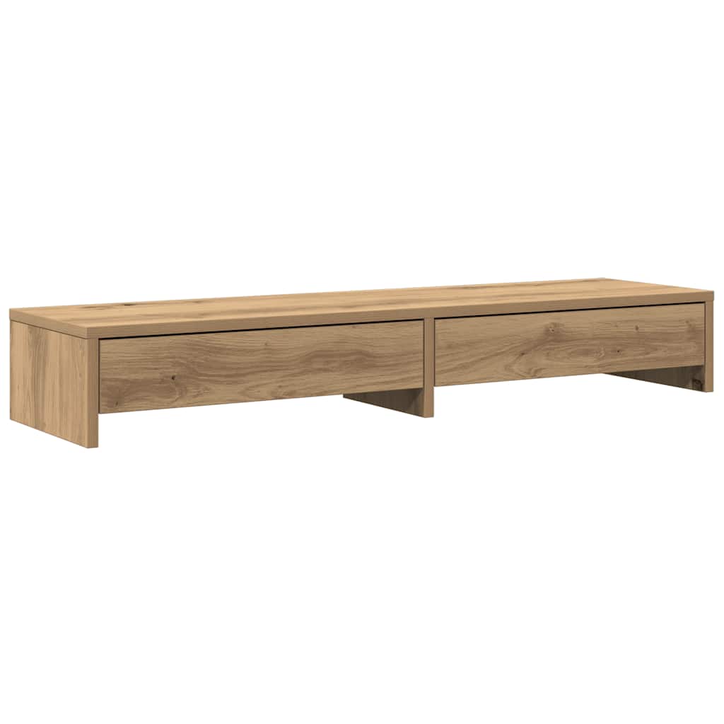 Vidaxl Podstawka Pod Monitor, Z Szufladami, Dąb Artisian, 100X27X15 Cm