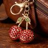 Cherry Keychain Sparkling Rhinestones Lobster Clasp Keyring Cute Fruit Bag Charm Birthday Gift for Women Girls