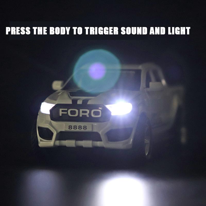 1/32 Ford Raptor F350 Pickup Truck Alloy Off Road Car Diecast Model Sound & Light Desktop Collection Decorative Gift Boy Display