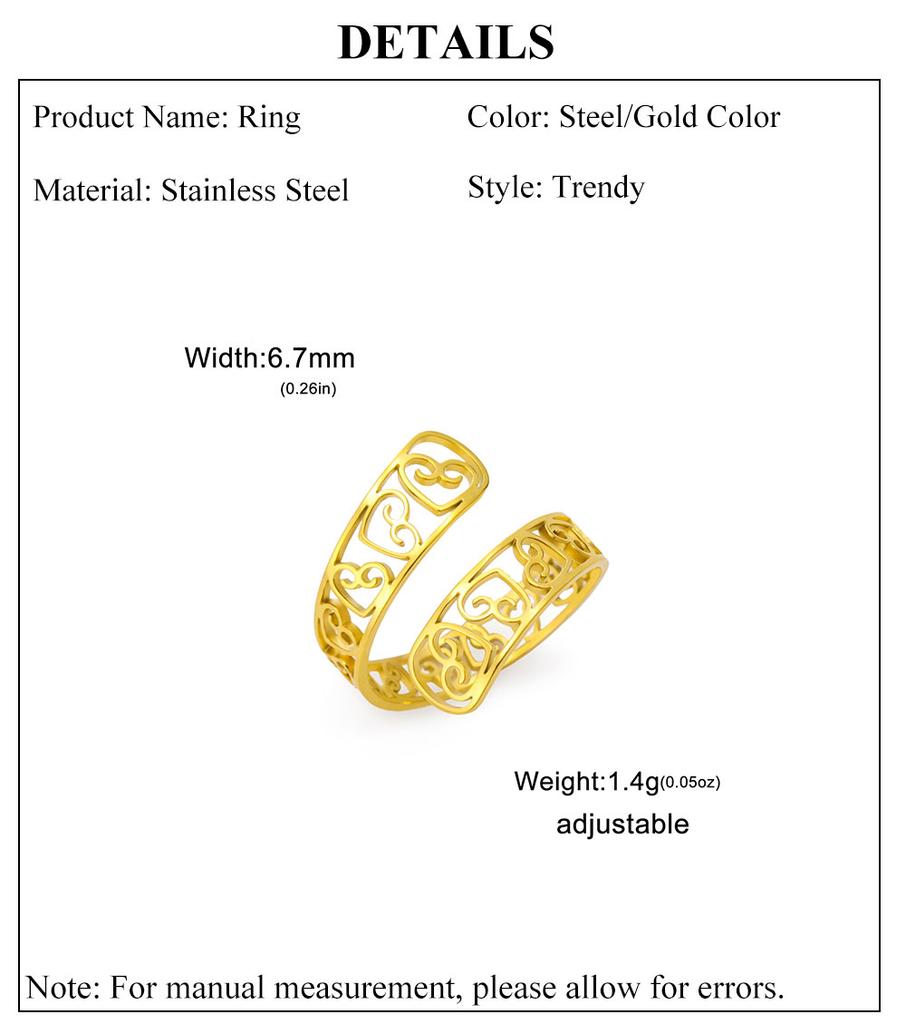 Cazador Stainless Steel Adjustable Heart Rings for Women Finger Rings Cute Jewelry Party Wedding Gift Wholesale 2026 New