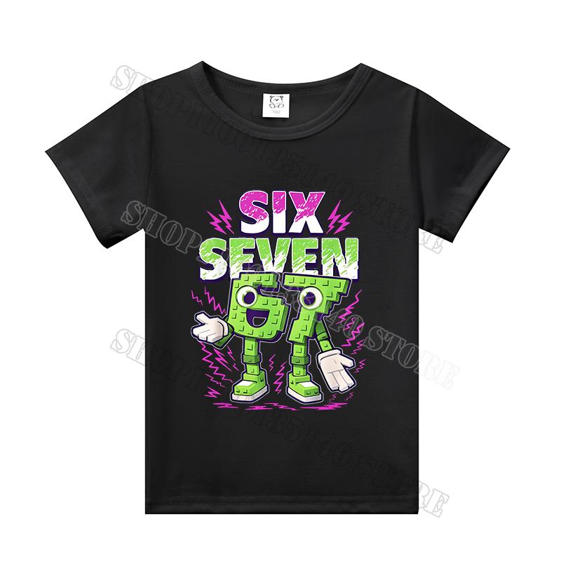 Steal A Brainrot Short Sleeve Children T-shirt 67 Six Seven Cotton Tops Tshirt Boys Girls Clothing Fashion Funny Kid Tee Shirts