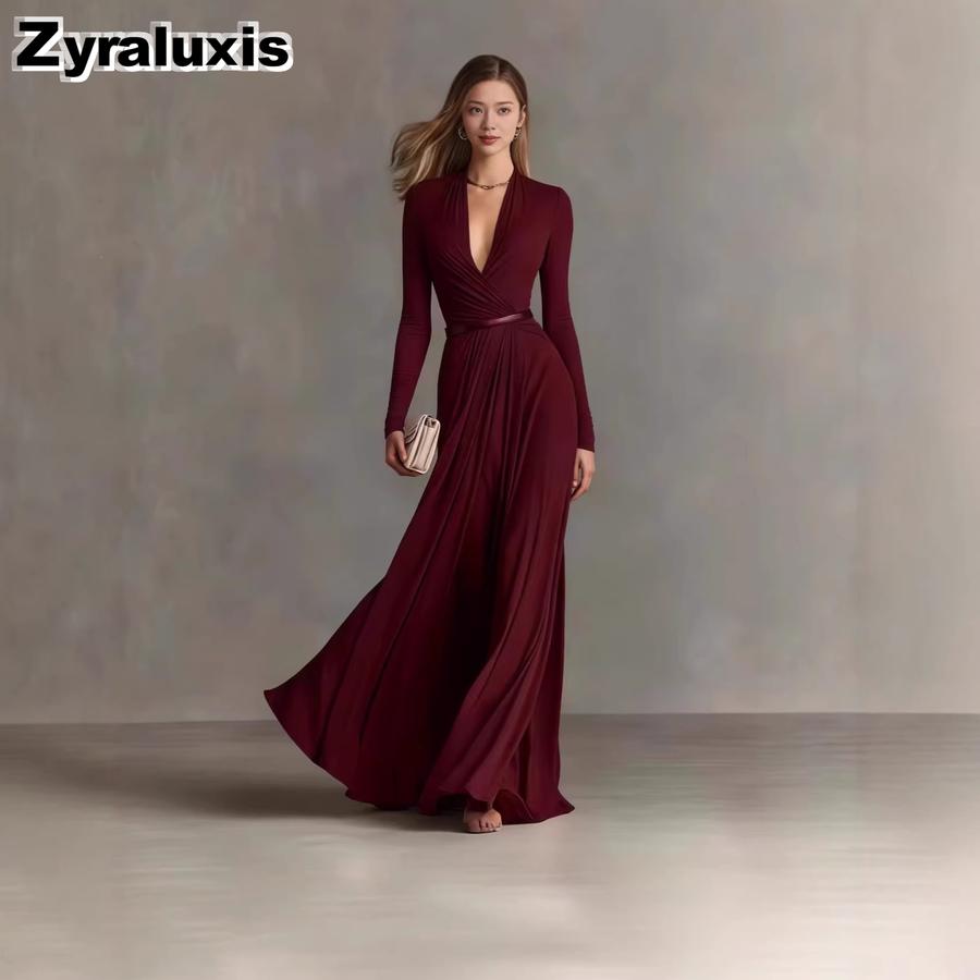 Women's Elegant Dress with Texture Long Sleeve, Small Fragrance Style, Waistline