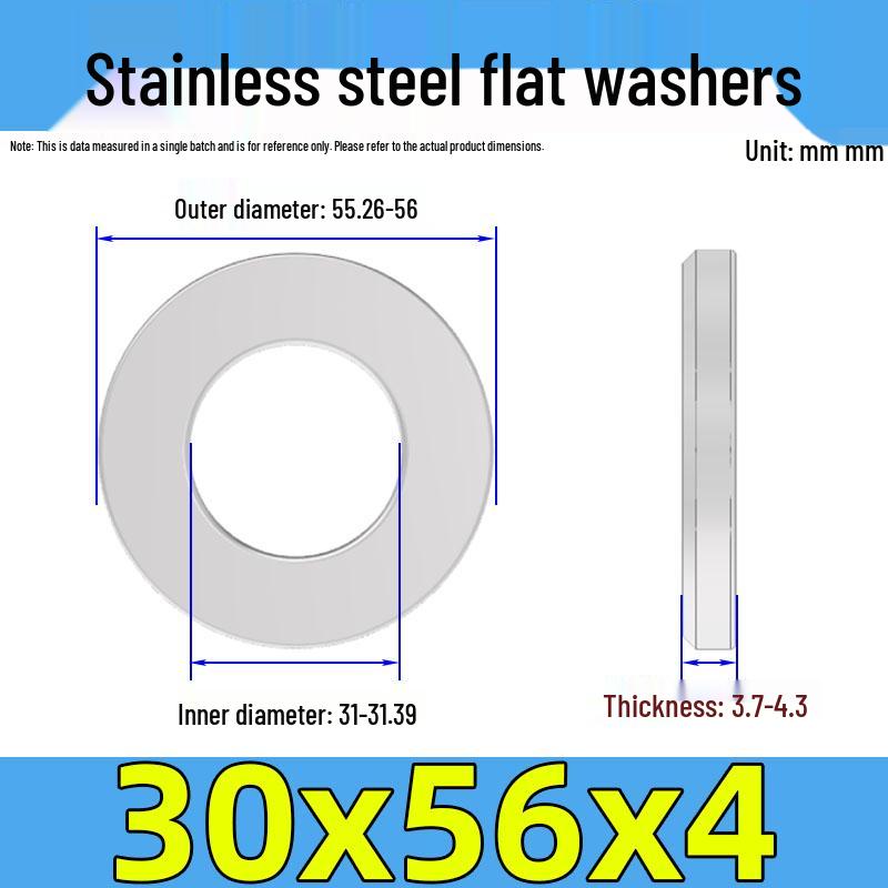 Jinguying Stainless Steel Flat Washer 201/304/316 Standard Size, No Burrs (GB97/DIN125)