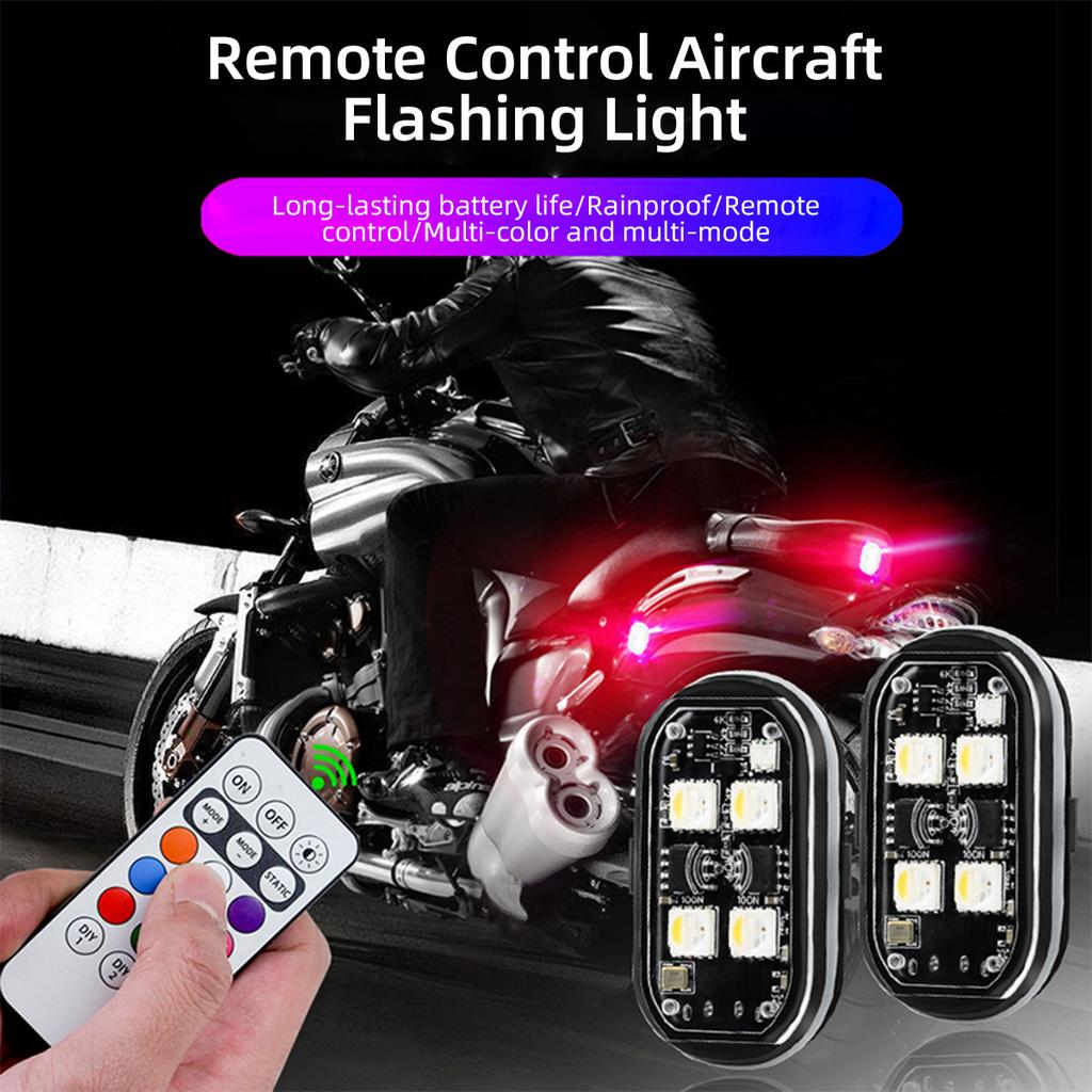 1/2/4PCS Motorcycle Warning Light Strobe Flash RGB LED Decorative Light with Remote Control Rechargeable Motorcycle Accessories