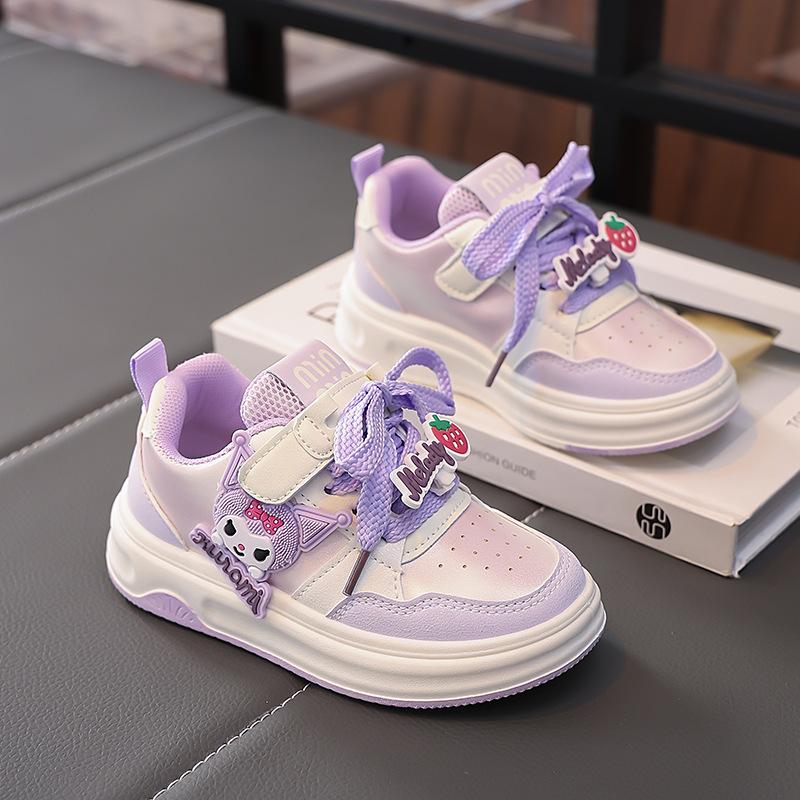

Cute Kuromi girls low-top sneakers, new spring children s shoes, casual shoes for little girls, trendy student shoes 26-31One Hand6Double фиолетовый