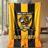Coperta di Flanella con Testo Nome Personalizzato Hull City Logo Calcio Plaid in Pile Personalizzato Regalo Speciale per Divano Camera da Letto Casa