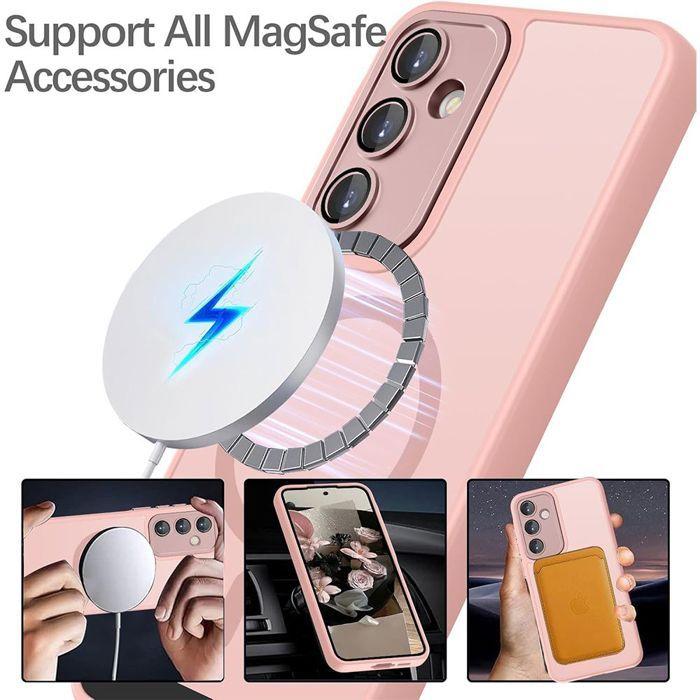 Coque de Protection - BOOLING - Samsung Galaxy A17 4G/5G - Rigide - Rose - Anneau Magnétique