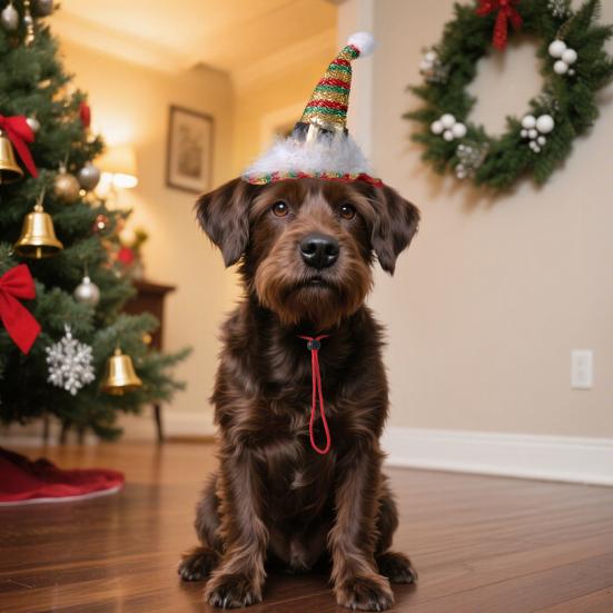 Pălărie de Crăciun pentru pisici Pălărie de Crăciun aurie cu sclipici pentru animale de companie Pălărie pentru cățel cu pene pentru pisici și câini mici Recuzită foto Costum de petrecere