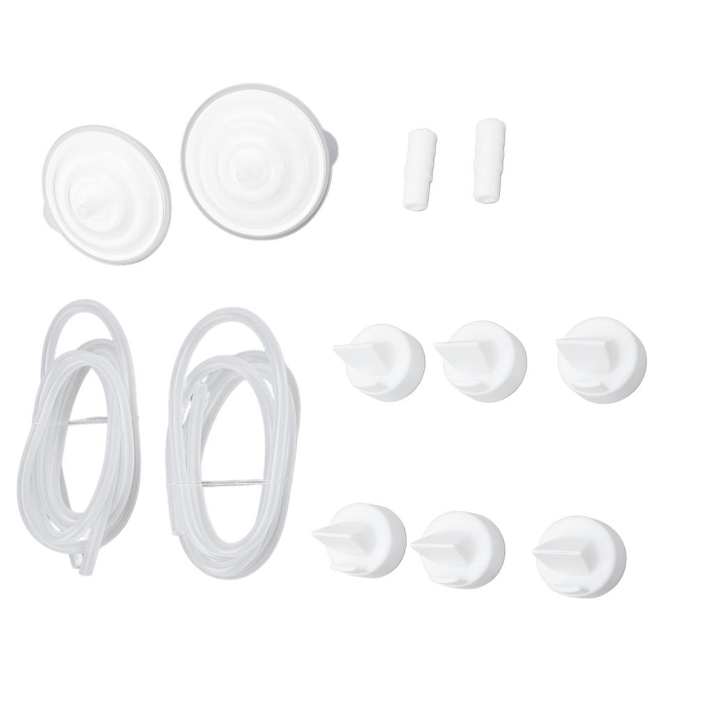 Příslušenství k odsávačce mateřského mléka Ochrana proti zpětnému toku Silikonové hadičky Konektory Bílé ventilky s kachním zobáčkem pro prsa