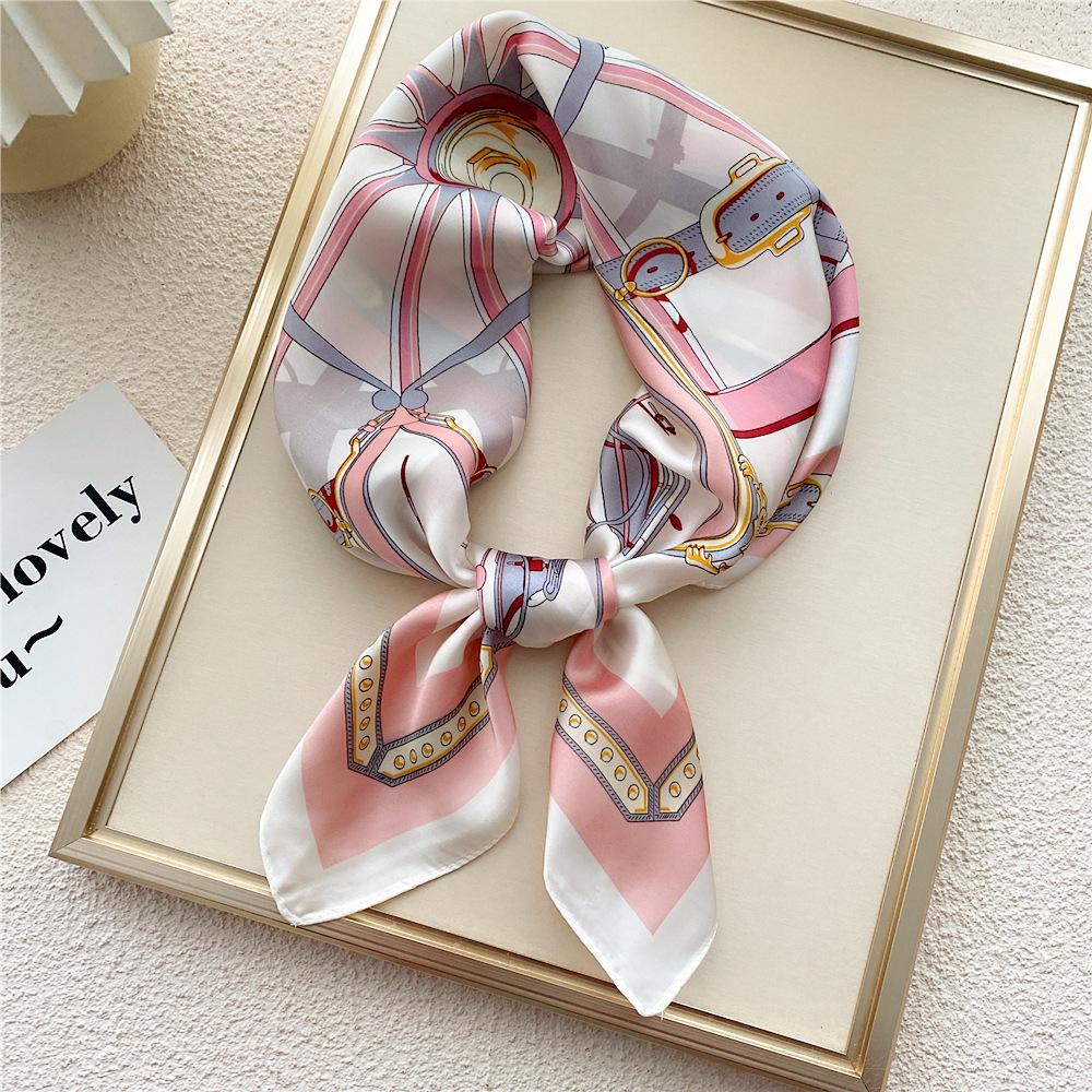 70 Small Square Silk Scarf: Women's Retro Chic Sunscreen Neck, Head, or Wrist Scarf In Korean Style for Autumn and Winter