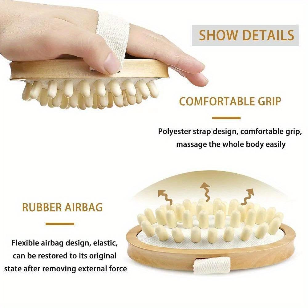 Anti Cellulite Massage Brush Men Women Bath Shower Full Body Wooden Rubber Particles Massager Spa Comb Beauty Slimming