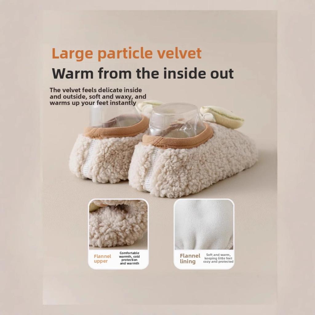 Floor Socks, Children's Autumn and Winter Thick Velvet Baby Walking Shoes, Baby Anti Slip Soft Soled Floor Socks, Early Education Shoe Covers