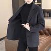 Men Woolen Coat Lapel Long Sleeve Single Breasted Jacket Coat with Pockets Solid Color Loose Fit Casual Outerwear Cold Weather Wear