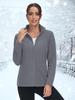KEFITEVD Lightweight Fleece Jacket with Perfect for and Dark Size Women's Stand-Up Collar, Hiking, Sportswear, Skiing, Golf, More. Gray, L.