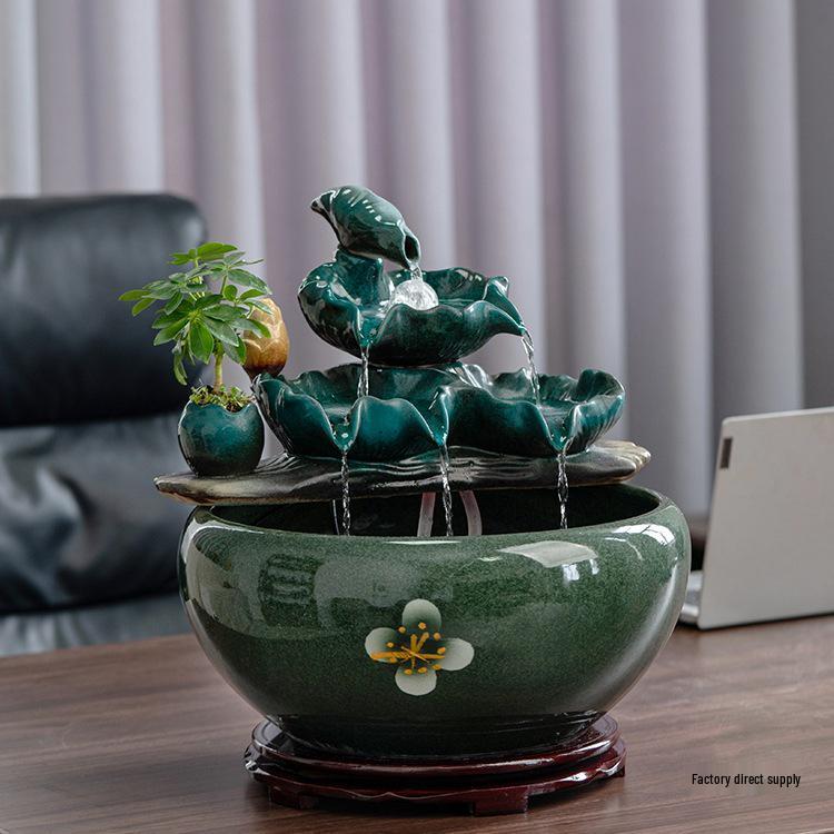 Lucky Ceramic Fish Tank Ornament: High-End Gift for Tea Room, Living Room, Office, or Reception Desk Decoration.