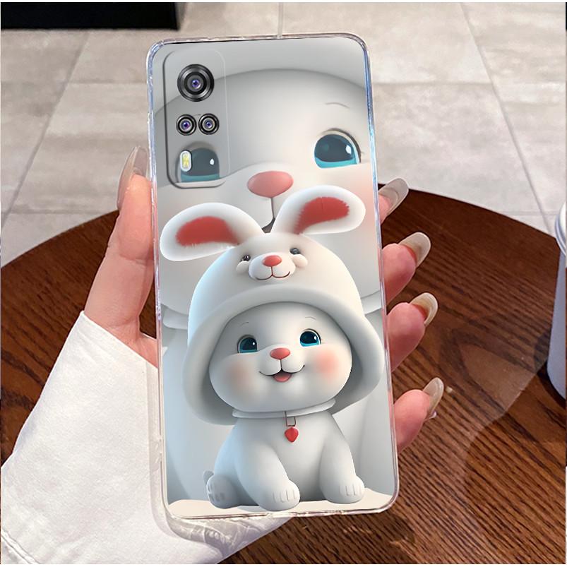 For Vivo Y31 2021 Y51 2020 Y53S Case V2036 V2030 Love Heart Rabbit Slim Clear Soft Silicone Back Cover For Vivo Y 31 Y 51 Casing