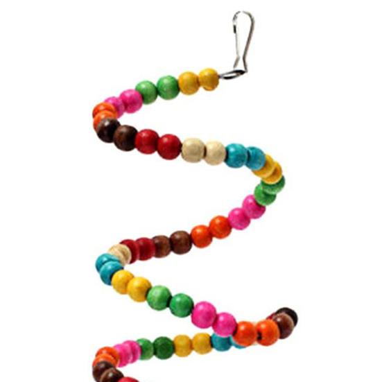 Parrot Bites Toy Fuuny Wear-resistant Spiral Ladder Wood Beads Bird Swing for Home