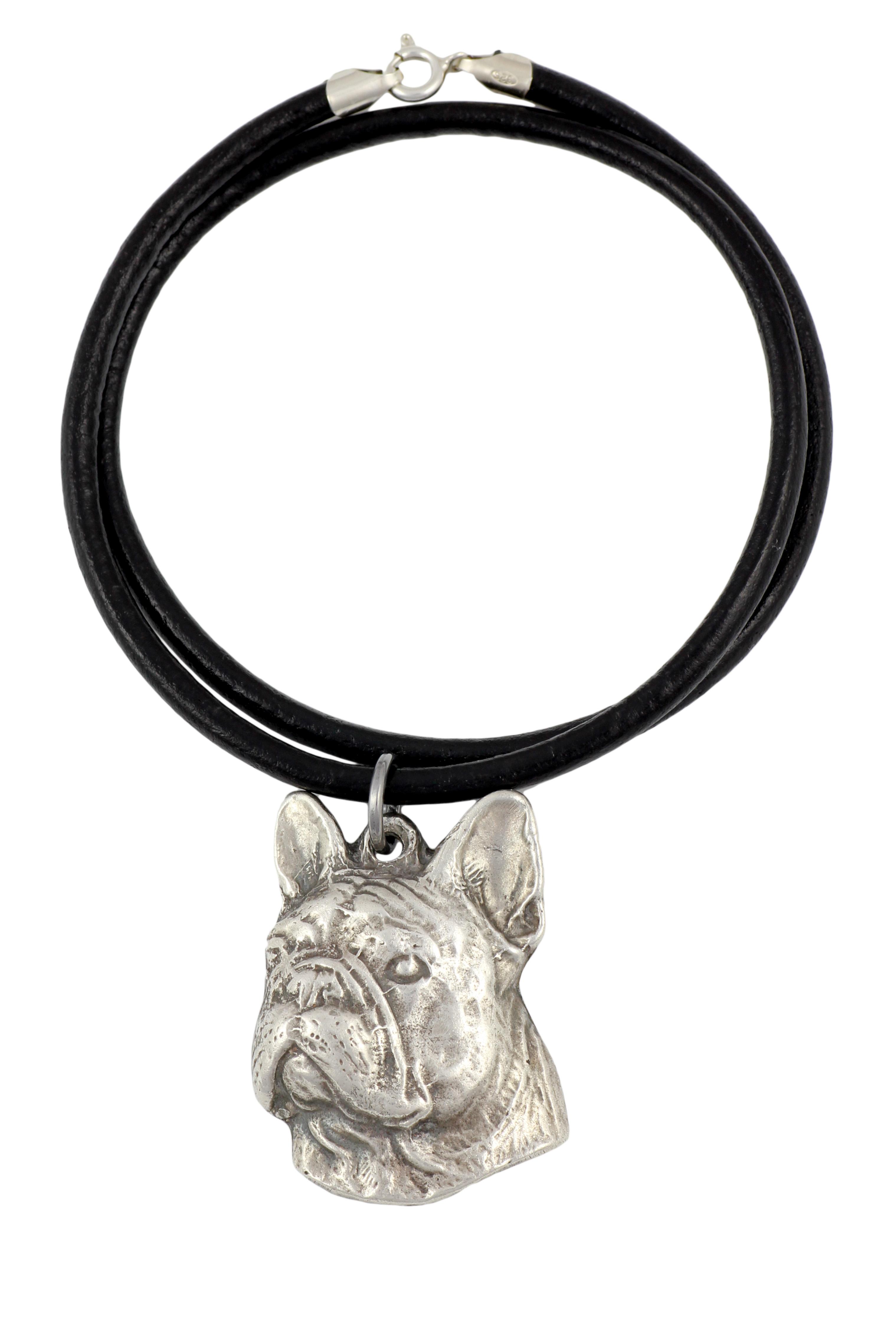 

French Bulldog, Frenchie II - Necklace with dog, silver-plated pendant for dog fan, unique jewelry by Art-Dog brand срібний