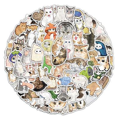 50 Kreative Katzen-Cartoon-Sticker Set für DIY-Handyhülle & Notizbuch-Dekoration.